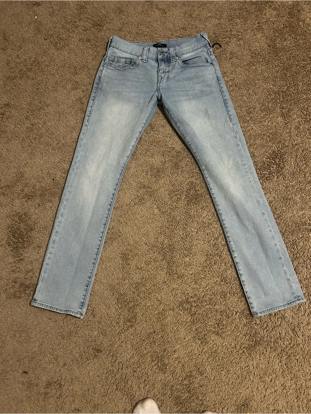 True Religion Men's Light Wash Slim Straight Jeans